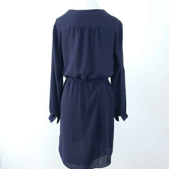 Dalia Dress Size 4 Navy Blue Drawstring Waist Long Sleeve, Knee Length, Casual - Picture 2 of 8